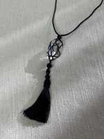 Collier long fait main en acier inoxydable avec pendentif macramé et pompon de perles d'eau douce, style bohème, cadeau bouddhiste
