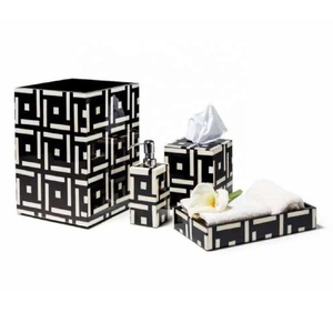 Ensemble de 7 pièces d'accessoires de salle de bain en résine écologique, imperméables, rectangulaires, design moderne, qualité supérieure, ensemble de salle de bain de luxe - Product Image 4