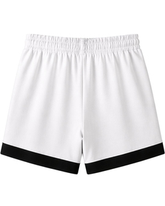 Conjunto de 2 Piezas para Mujer, Camiseta Blanca de Manga Corta con Cuello Redondo y Ribete Negro, Pantalones Cortos con Cintura Elástica y Bolsillos, Estilo Casual para Primavera/Verano - Product Image 3