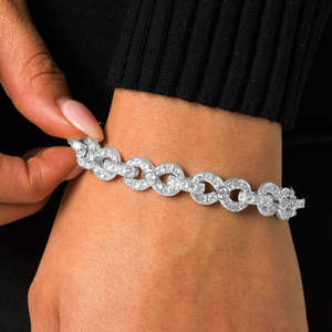 925 Sterling Silver Oval Link <b>Bracelet</b> White Gold Plated Designer Chain <b>Bracelet</b> for Women - Product Image 2
