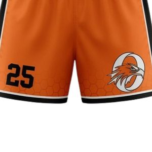 Shorts de lacrosse unisexe orange et noir en polyester, coupe athlétique, vêtements de sport légers, uniforme d'équipe, vêtements d'entraînement et de jeu - Product Image 6