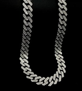 Collar de Plata de Ley 925 con Cadena Cubana de Moissanita, Estilo Hip Hop, al por Mayor - Product Image 1