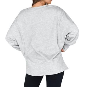 Custom Loose Fit Side Split Light Heather Grey Crewneck <b>Slouchy</b> Heavyweight French Terry Casual Winter Warm Daily <b>Jumpers</b> - Product Image 2