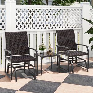Conjunto de 3 piezas para patio con mesa de centro de vidrio templado, resistente a la intemperie - Product Image 2