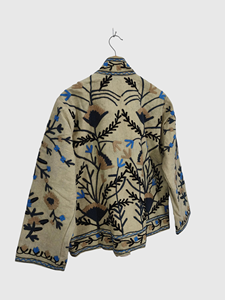Hand Embroidered Floral Cotton Mandarin Collar Jacket Full Sleeve Regular Length Adult Women'<b>s</b> Spring Wear Prairie Chic Style - Product Image 4