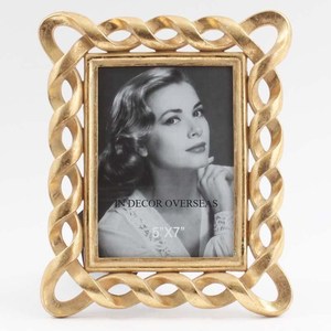 Vintage Rustic Art Inspired Designer <b>Rectangular</b> <b>Mirror</b> Frame <b>Gold</b> Metal Ornate Wavy Edge Decorative Wall Art Interior Decor - Product Image 4