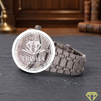 Montre de créateur en moissanite avec diamants VVS de qualité supérieure, finition or blanc et bracelet entièrement serti pour une mode de luxe
