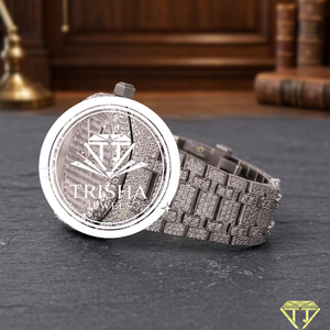 Montre de créateur en moissanite avec diamants VVS de qualité supérieure, finition or blanc et bracelet entièrement serti pour une mode de luxe - Product Image 2