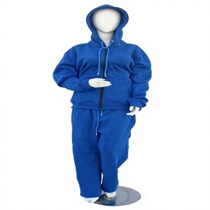 Ensemble de survêtement pour femme bleu roi, coupe régulière, molleton 100% coton biologique épais, séchage rapide, respirant, privé - Product Image 1
