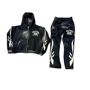 Pantalon d'hiver épais 100% coton respirant à séchage rapide, imprimé avec strass, design personnalisé, coupe droite, bas évasé - Product Image 3