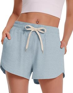 Shorts de sport taille haute pour femme, décontractés, en polyester et coton, avec poches, pour la course, la gym, le yoga, l'été - Product Image 6