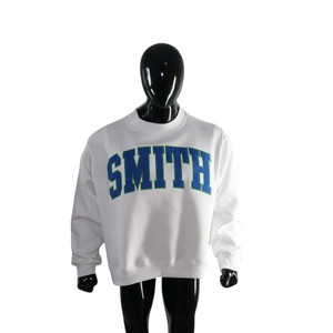 SMITH Letter Print Mock Neck Crewneck Sweatshirt Men's White Oversized Casual Autumn Wear - Product Image 2