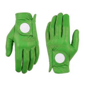Black Genuine Leather Golf <b>Gloves</b> Full Finger Non-Slip Breathable Hook And Loop Closure Unisex <b>Sports</b> <b>Glove</b> - Product Image 5