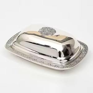 Plateau à beurre en métal avec couvercle, récipient de rangement pour beurre, pour la cuisine, la table, le petit-déjeuner - Product Image 2