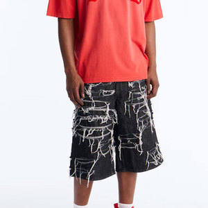Wholesale Custom Made Men Denim <b>Shorts</b> Sporty Eco-Friendly Waterproof Quick Dry Breathable Ripped with Side Pocket Design - Product Image 3
