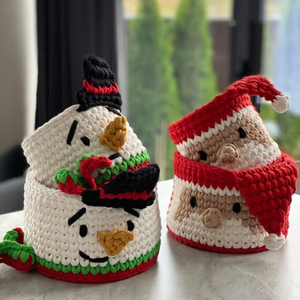 Christmas Theme Macrame <b>Basket</b> Festive Cotton Rope Storage <b>Basket</b> For Gift Hampers Decor And Holiday Home Organization Use - Product Image 6