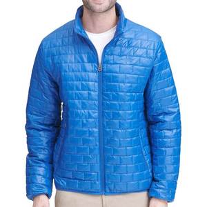 OEM Men's High Quality Puffer Jackets Custom Blue Color Breathable Fabric Cotton Filled Padded Zipper Style Puffer Men's Jackets - Product Image 3