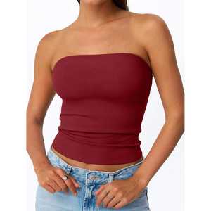 Encuentra tops cortos sin tirantes similares para mujer, lindos vestidos casuales de verano sin mangas tipo bandeau - Product Image 1