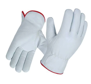 Heavy Duty White Grain Leather Safety Gloves EN420 Certified Elastic Wristlet Customizable Color Multi-Function - Product Image 1