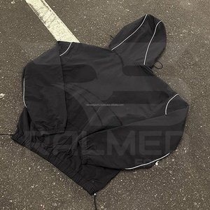 Windbreaker Tracksuit 2 Piece Zipper Jacket and Trouser Reflector Lines 100% Nylon Custom Logo Oversized Tracksuit For Men - Product Image 5