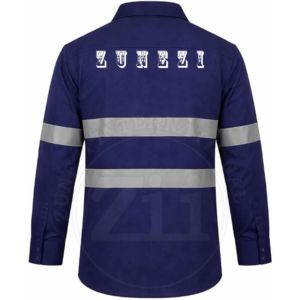 Camisa de Seguridad Reflectante de Manga Larga para Hombre ZI, Corte Regular, Ropa de Trabajo para Fábrica/Taller, Azul con Rayas de Alta Visibilidad, Alta Calidad - Product Image 2