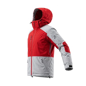 Men's <b>Red</b> Gray Hooded <b>Waterproof</b> Cotton-Filled Fleece <b>Jacket</b> Sporty Style Zipper Closure Autumn Outdoor - Product Image 6