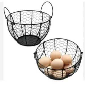 Cesta de Almacenamiento de Huevos de Alambre Metálico Dorado, Plegable, Estilo Vintage, para Mesa o Encimera, Cesta para Recoger Huevos y Frutas - Product Image 3