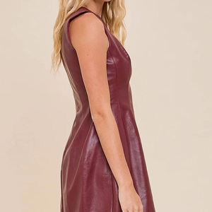 Vestido de cuero sin mangas para verano, sexy, ajustado, para fiesta, ropa de club, en oferta - Product Image 5