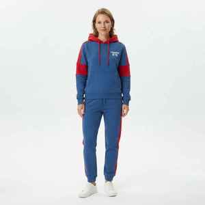 Conjunto Deportivo de Felpa para Mujer, con Bloques de Color, Capucha, Manga Larga, Corte Regular, para Todas las Temporadas, Azul y Rojo - Product Image 3