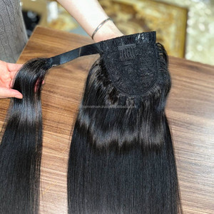Queue de cheval lisse en cheveux humains, extensions de cheveux vierges vietnamiens, produits capillaires naturels, queue de cheval à enrouler, ne s'emmêle jamais, qualité supérieure - Product Image 2