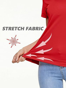 Womens <b>Red</b> Athletic T Shirt Breathable Lightweight Fitness Workout Activewear <b>Top</b> - Product Image 2
