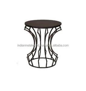 Tabouret de baril de fer Tables d'accent uniques en laiton antique Tables de chevet Table de tambour de café par le monde indien en métal - Product Image 2