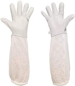 Gants de sécurité pour apiculteurs avec paume renforcée et tissu durable, gants d'apiculteur en cuir véritable avec conception à manches longues - Product Image 1