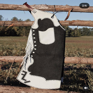 CLOSITWEAR Pantalones de equitación estilo vaquero con flecos, de cuero genuino, cintura alta, largos, con hebilla - Product Image 1