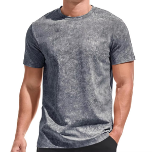 Men Acid Wash Cotton <b>T</b> <b>Shirt</b> Short Sleeve O Neck Casual Vintage Style Slim Fit Plain Streetwear Summer <b>T</b> <b>Shirt</b> - Product Image 1