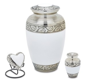 Antique Grey Brass Engraved Cremation Urn Set of 3 <b>for</b> Human <b>Ashes</b> Adult <b>Keepsake</b> & Heart <b>Keepsake</b> - Product Image 5