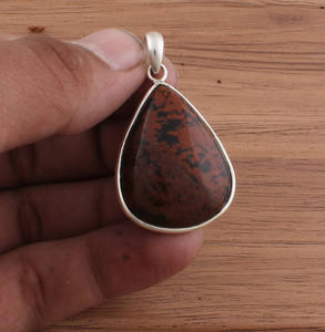 Pendentif en Jaspe Sanguin Naturel Argent Sterling 925 Jaspe Vert Taches Rouges Vintage Plaqué Platine Charmes Fins pour Unisexe Vente en Gros - Product Image 4