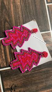 FAIZA CRAFT Handmade Zinc Alloy <b>Braided</b> Embroidery Earrings with Christmas Tree Design Green <b>Pink</b> Colors for Party Use - Product Image 4