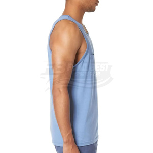 Latest design: Men's custom logo tank <b>top</b> cotton/spandex breathable gym digital printed casual knitted <b>distressed</b> style - Product Image 6