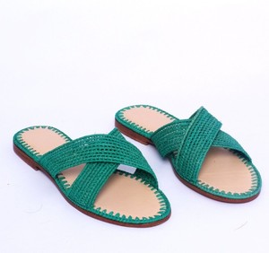 Handmade <b>Raffia</b> <b>Sandals</b>: Moroccan Leather Sole, Bohemian Style - Product Image 2