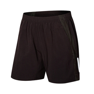 Men's Black <b>Quick</b> <b>Dry</b> Sport <b>Shorts</b> With Side Stripe Elastic Waist Mid Rise 100% Polyester Solid Color Front Logo - Product Image 5