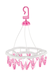 16 Clip Round Clothes <b>Drying</b> <b>Rack</b> With 16 Pink Clips Hook Type Plastic Hanger For Laundry Room Multifunctional Durable Design - Product Image 3