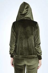 Cotton Velour Tracksuit Set for Girls Winter Solid Pattern Fitted Crop Top Jogging <b>Suit</b> <b>Button</b> Custom 2-Piece High Quality - Product Image 2