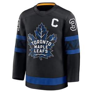 Maillot de hockey sur glace des Maple Leafs de Toronto pour homme INDEX, noir, manches longues, col en V, sublimé, coupe classique, vêtements de sport pour adultes - Product Image 2