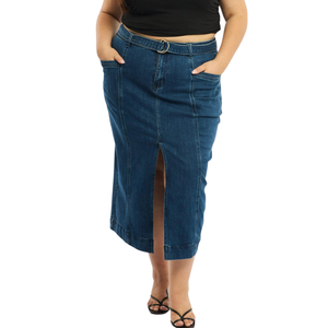 Falda Vaquera de Talla Grande para Mujer al por Mayor, Personalizable, Muestra Gratuita, la Mejor Calidad - Product Image 1