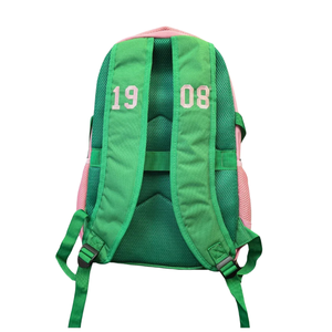 AKA Embroidered <b>Backpack</b> School Travel Laptop Book Bag Green Pink Adjustable Shoulder Straps Casual Daypack - Product Image 2