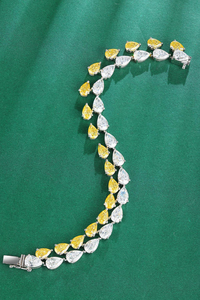 Pulsera de Lujo Hecha a Mano en Plata 925 con Diamante Cultivado en Laboratorio Corte Pera, Color Amarillo E/F, Certificado IGI, Joyería de Boda para Mujer - Product Image 6