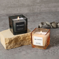 Bougie parfumée en verre coloré en forme de plante pour fête sur le thème du jardin, aromathérapie, souvenir, commande en gros