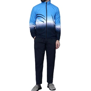 Men's Sublimation Tracksuit 100% Polyester Gradient Color Sporty Full Zipper Jogging Wear with Side Pockets Spring Outdoor Use - Product Image 1
