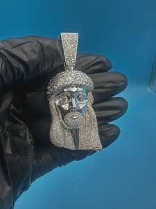 Pendentif Jésus en argent 925 serti de moissanite, style Hip Hop, bijoux fins, pendentif religieux, pendentif Bling pour rappeur, bijoux chrétiens - Product Image 5